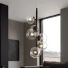 Lampadari Moderni-Selezionato da Mazzolaluce Lampadario verticale moderno nero sfere vetro per soggiorno