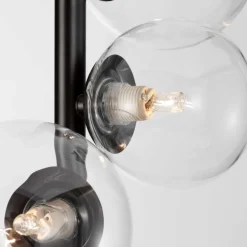 Lampadari Moderni-Selezionato da Mazzolaluce Lampadario verticale moderno nero sfere vetro per soggiorno