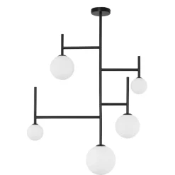 Lampadari Moderni-Selezionato da Mazzolaluce Lampadario verticale sfere vetro design nero per soggiorno