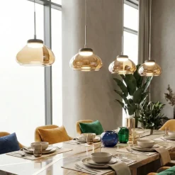Lampadari Moderni-Fabas Luce Lampadario vetri ambra pendenti per soggiorno moderno arabella