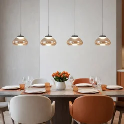 Lampadari Moderni-Fabas Luce Lampadario vetri ambra pendenti per soggiorno moderno arabella