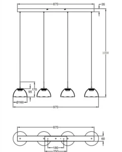 Lampadari Moderni-Fabas Luce Lampadario 4 vetri a sospensione fume lucille