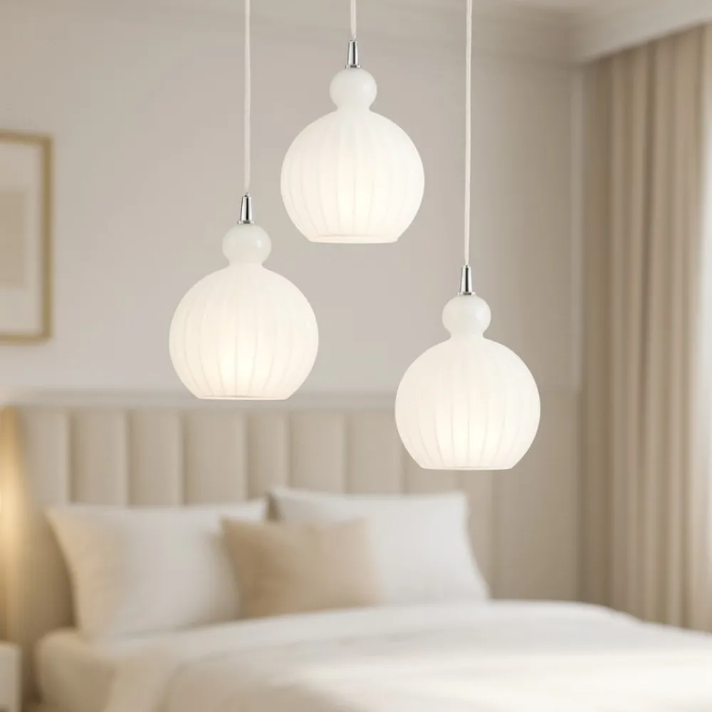 Lampadario Camera Da Letto-Selezionato da Mazzolaluce Lampadario vetri bianchi pendenti per camera da letto moderna