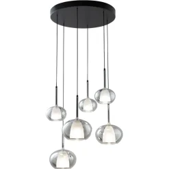 Lampadari Moderni-Fabas Luce Lampadario vetri fume a sospensione per soggiorno edolo