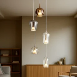 Lampadari Moderni-Selezionato da Mazzolaluce Lampadario vetri multicolor pendenti moderno per soggiorno