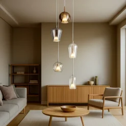 Lampadari Moderni-Selezionato da Mazzolaluce Lampadario vetri multicolor pendenti moderno per soggiorno