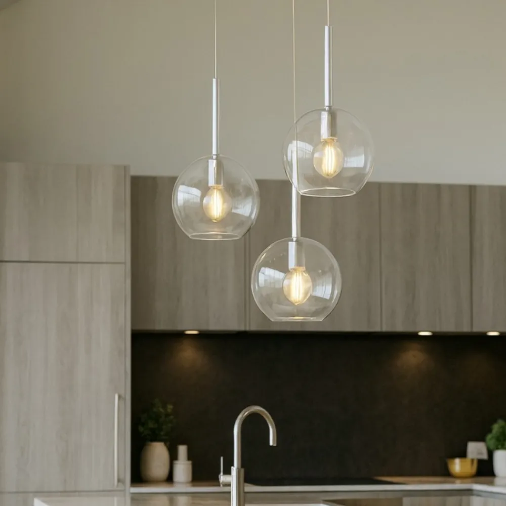 Lampadari Cucina-Top Light Lampadario vetri trasparenti per cucina