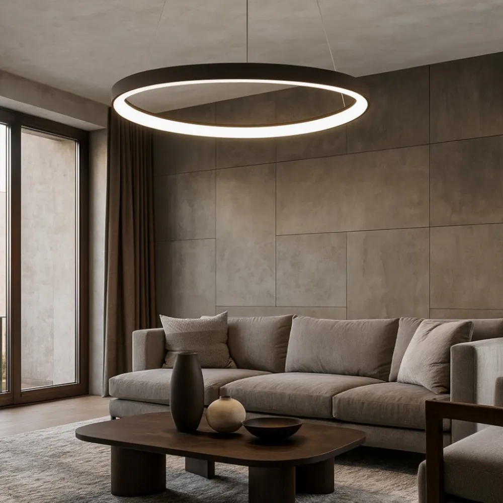 Lampadari Moderni-Vivida International Lampadario vivida lifering moderno bronzo per soggiorno led 48w 3000k 4000k dimmerabile