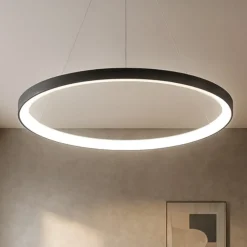 Lampadari Moderni-Vivida International Lampadario vivida lifering-r nero led 80w 3000k 4000k moderno rotondo