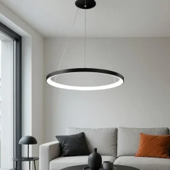 Lampadari Moderni-Vivida International Lampadario vivida lifering-r nero led 80w 3000k 4000k moderno rotondo