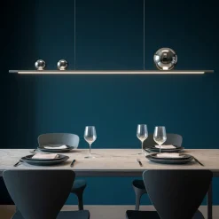 Lampadari Cucina-Vivida International Lampadario vivida moonlight titanio sfere argento led 36w 3000k da tavolo cucina