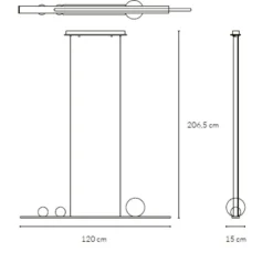 Lampadari Cucina-Vivida International Lampadario vivida moonlight titanio sfere argento led 36w 3000k da tavolo cucina