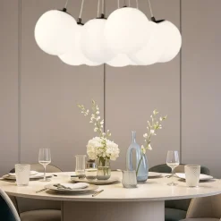 Lampadari Moderni-Vivida International Lampadario vivida pearl bronzo 9 sfere vetro bianco