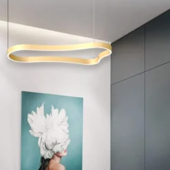 Lampadari Moderni-Ideal Lux Lampadario waves-1 sp oro led 3000k