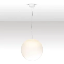 Lampade A Sospensione-Selezionato da Mazzolaluce Lampada sfera a sospensione 30 cm boccia di vetro sfumato bianco led 9w 3000k dimmerabile