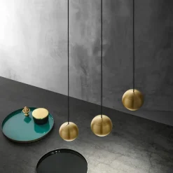 Lampade A Sospensione-Gea Luce Lampada sfera a sospensione oro satinato da incasso led 3000k guya