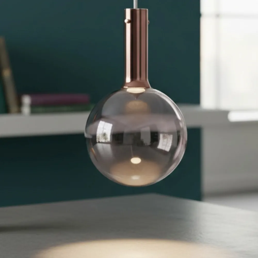 Lampade A Sospensione-Selezionato da Mazzolaluce Lampada sfera di vetro marrone sospensione led 6w 3000k moderna