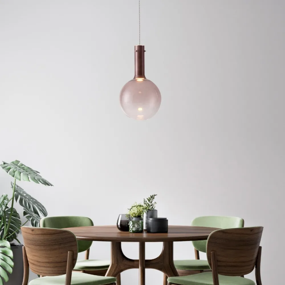 Lampade A Sospensione-Selezionato da Mazzolaluce Lampada sfera di vetro marrone sospensione led 6w 3000k moderna