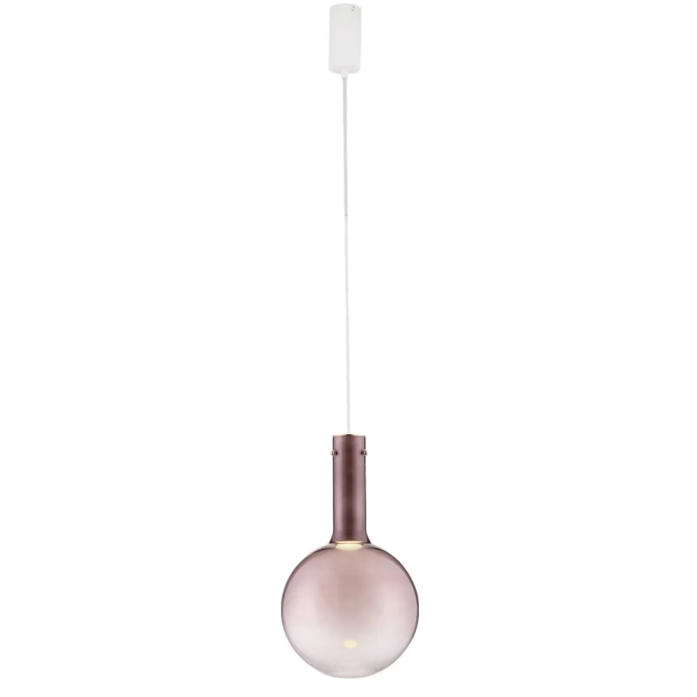 Lampade A Sospensione-Selezionato da Mazzolaluce Lampada sfera di vetro marrone sospensione led 6w 3000k moderna
