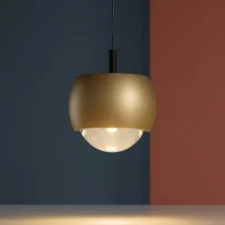 Lampade A Sospensione-Selezionato da Mazzolaluce Lampada sfera oro design moderna a sospensione led 12w 3000k