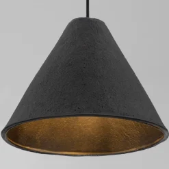 Lampade A Sospensione-Selezionato da Mazzolaluce Lampada sospensione 30cm cono nero di cartapesta