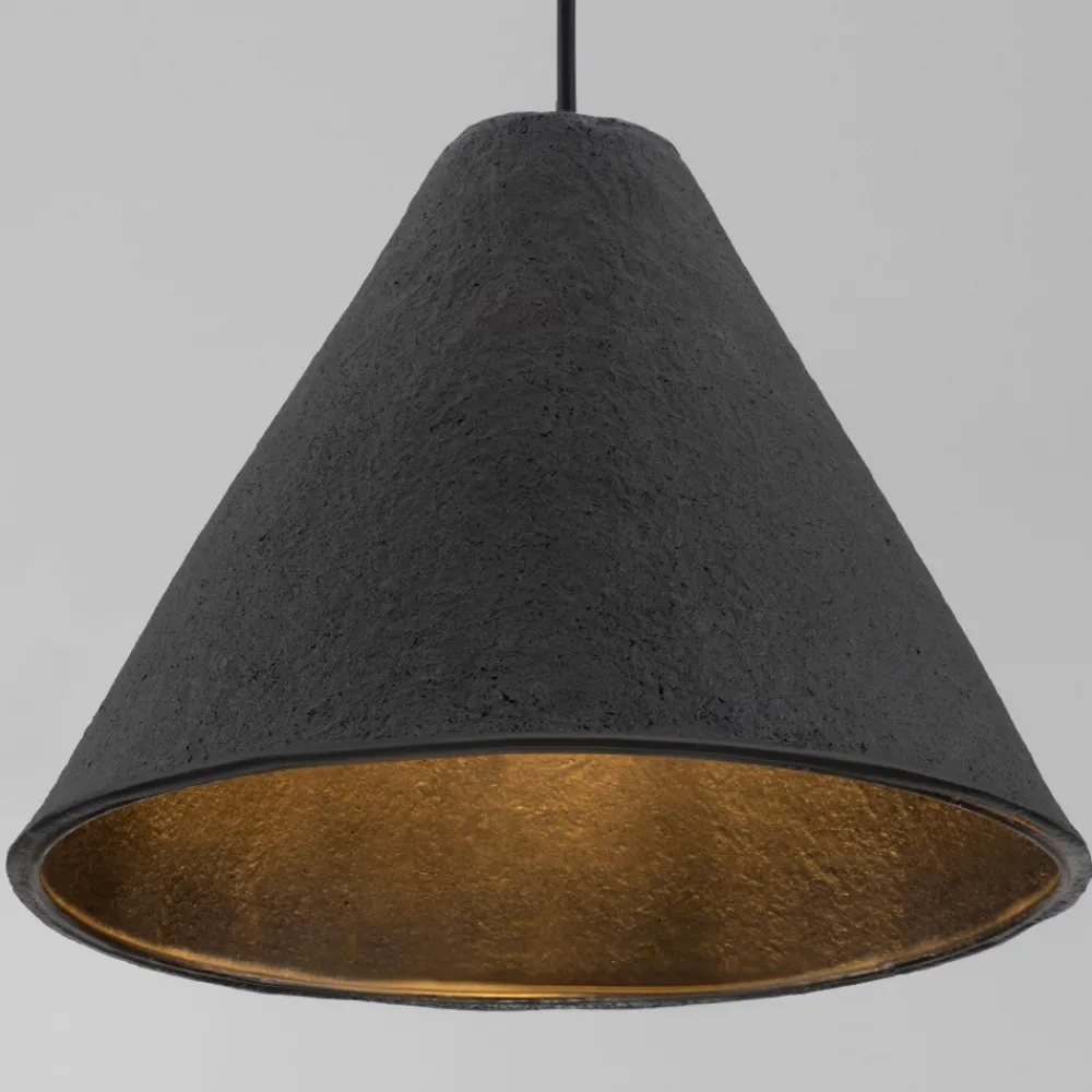 Lampade A Sospensione-Selezionato da Mazzolaluce Lampada sospensione 30cm cono nero di cartapesta
