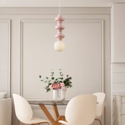 Lampade A Sospensione-Selezionato da Mazzolaluce Lampada sospensione di ceramica rosa pastello moderna