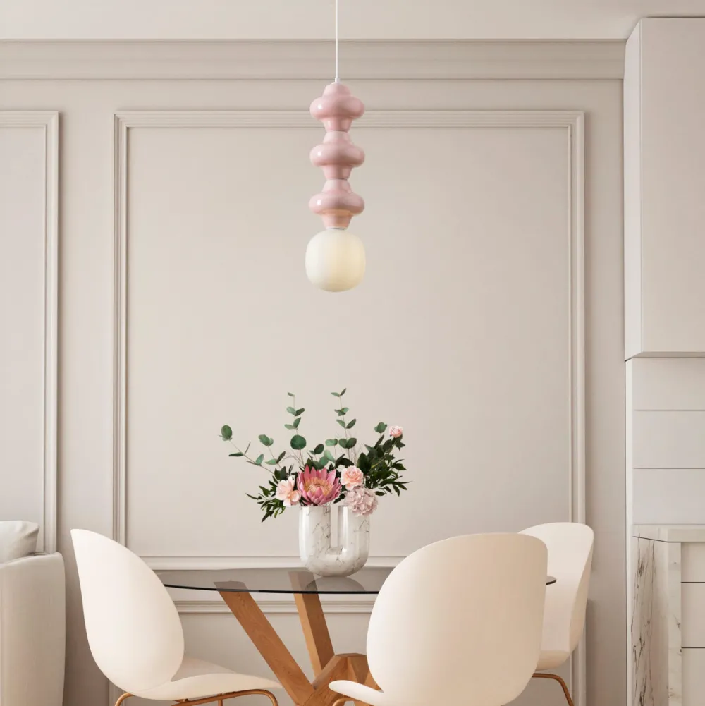 Lampade A Sospensione-Selezionato da Mazzolaluce Lampada sospensione di ceramica rosa pastello moderna