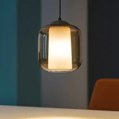 Lampade A Sospensione-Ondaluce Lampada sospensione so bonnie 2 ambra di vetro moderna