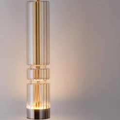 Lampade A Sospensione-Selezionato da Mazzolaluce Lampada sospensione oro led tubo vetro ambra