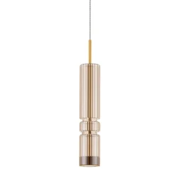 Lampade A Sospensione-Selezionato da Mazzolaluce Lampada sospensione oro led tubo vetro ambra