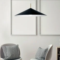 Lampade A Sospensione-Miloox Lampada sospensione piatto nero per cucina samoi