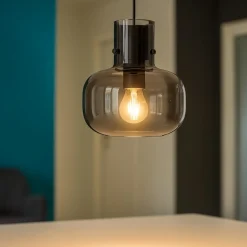 Lampade A Sospensione-Selezionato da Mazzolaluce Lampada sospensione sfera in vetro grigio fume