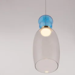 Lampade A Sospensione-Selezionato da Mazzolaluce Lampada sospensione vetro azzurro per tavolino soggiorno