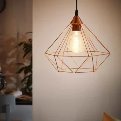 Lampade A Sospensione-Eglo Lampada vintage a sospensione rame tarbes