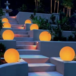 Lampade Da Esterno Giardino-Linea Light Lampade da giardino sfera oh! mars 75cm marrone