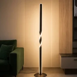 Lampade Da Terra-Selezionato da Mazzolaluce Lampade da terra moderna nera led 19w 3000k per soggiorno