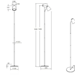 Lampade Da Terra-Selezionato da Mazzolaluce Lampade da terra moderne nera led 3000k orientabile