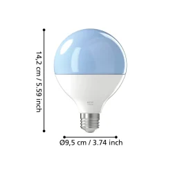 Lampadine Led-Eglo Lampadina e27 led globo 13w rgb dimmerabile da 2700k a 6500k 1300lm bluetooth