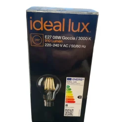 Lampadine Led-Ideal Lux Lampadina e27 led 8w 3000k 910lm filamento goccia trasparente