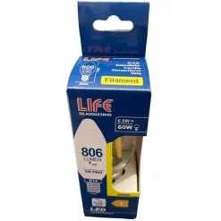 Lampadine Led-Life Electronics Lampadina e14 led 6,5w 4000k 806lm life candela vetro trasparente