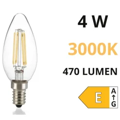 Lampadine Led-Ideal Lux Lampadina e14 led 4w 3000k 470lm oliva trasparente filamento