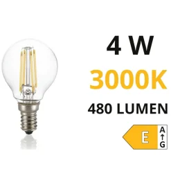 Lampadine Led-Ideal Lux Lampadina e14 led 4w 3000k 480lm sfera vetro trasparente
