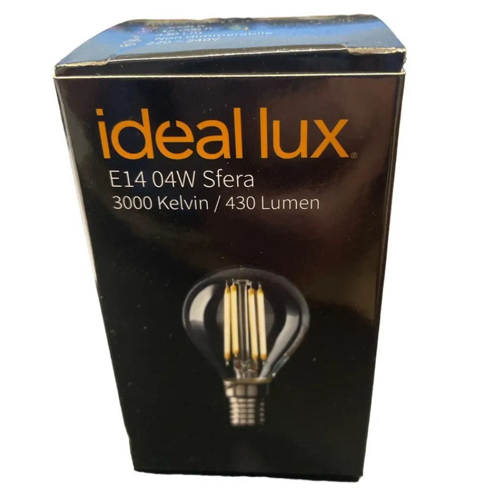 Lampadine Led-Ideal Lux Lampadina e14 led 4w 3000k 480lm sfera vetro trasparente