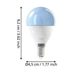 Lampadine Led-Eglo Lampadina e14 led 5w rgb dimmerabile sfera da 2700k a 6500k app bluetooth