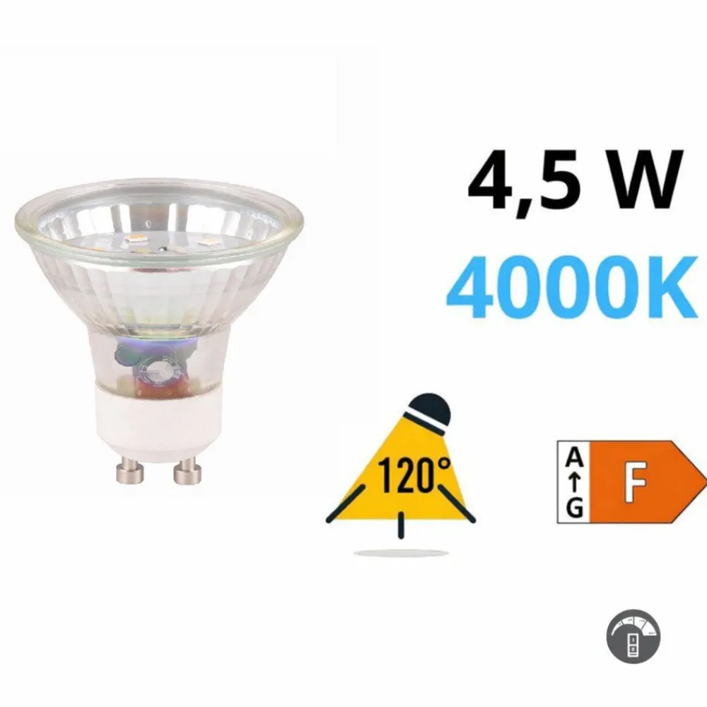 Lampadine Led-Selezionato da Mazzolaluce Lampadina gu10 led 4,5w 4000k 400 lumen ottica 120 dimmerabile