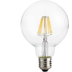 Lampadine Led-Ideal Lux Lampadina globo e27 led 8w 1120lm 4000k filamento trasparente