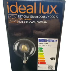Lampadine Led-Ideal Lux Lampadina globo e27 led 8w 1120lm 4000k filamento trasparente