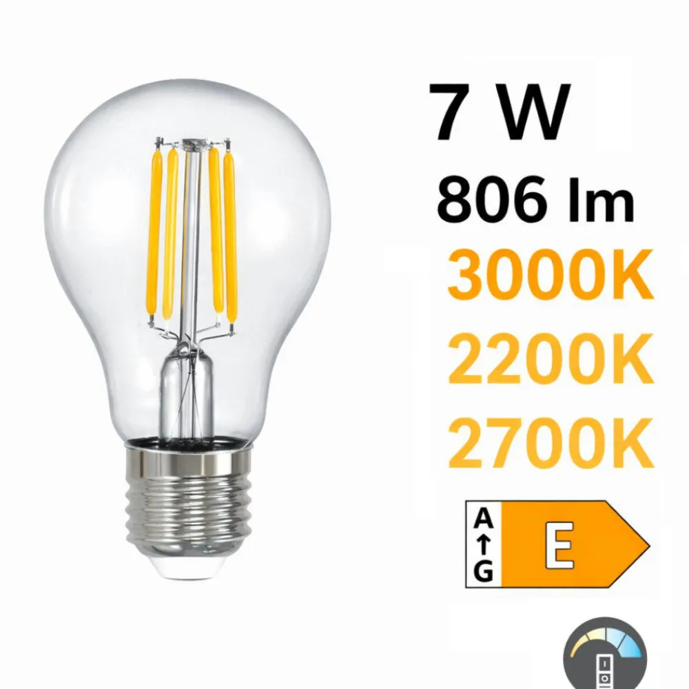 Lampadine Led-Selezionato da Mazzolaluce Lampadina led e27 7w cct 3000k 2700k 2200k 806 lumen dimmerabile
