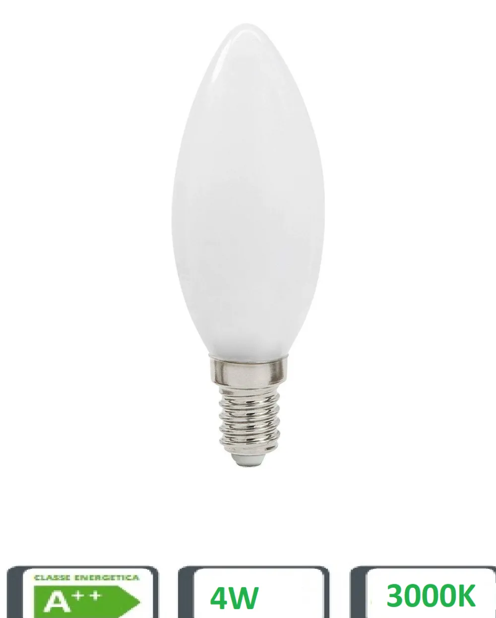 Lampadine Led-Life Electronics Lampadina led e14 4w 3000k candela filament milky 39.920022cm3 fp